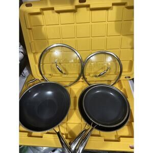 HEXCLAD 5 Piece Nonstick Stainless Steel Frying Pan Set 10" 12" And Wok $600